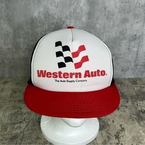 VTG Western Auto Supply‎ Company Red Black White Adjustable Trucker Snapback